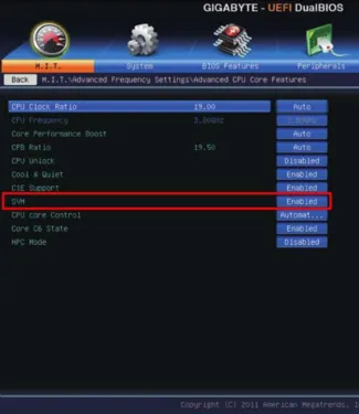 Aktivieren von VT auf Gigabyte-PCs 3
