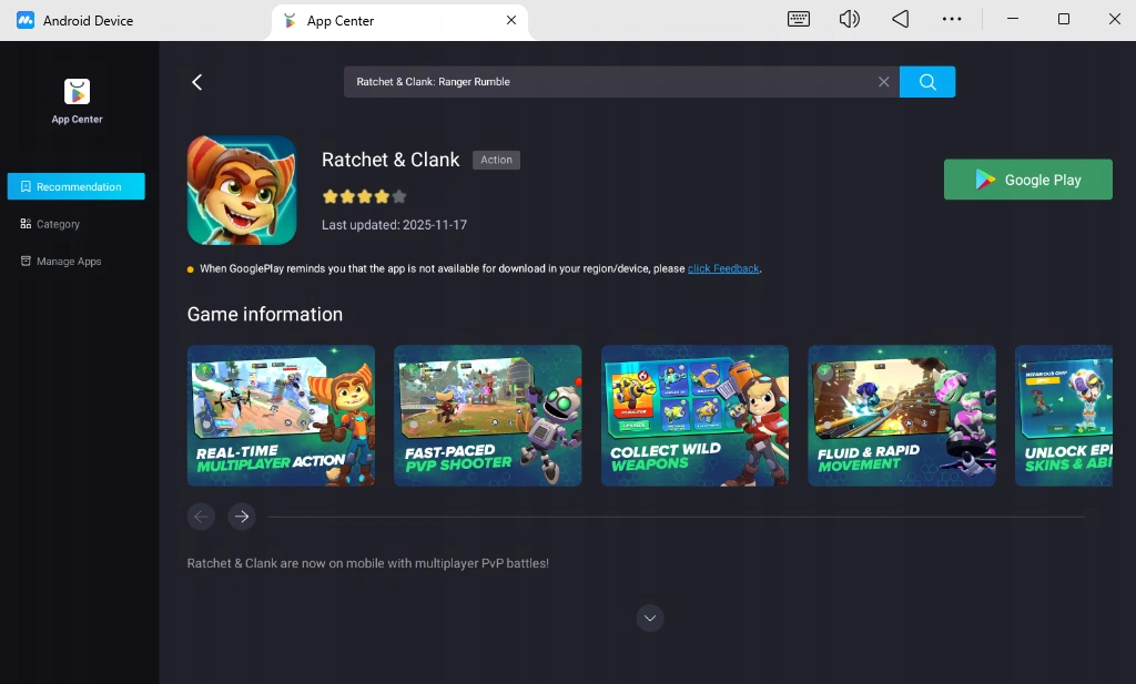Play Ratchet & Clank: Ranger Rumble on PC or Mac with MuMuPlayer