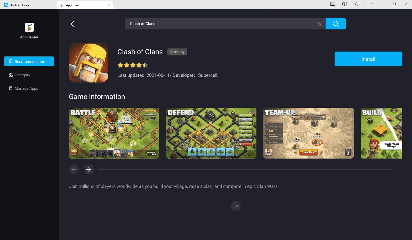 在 PC 或 Mac 上使用 MuMuPlayer 遊玩部落衝突
