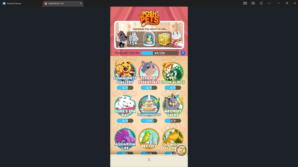 MONOPOLY GO! Posh Pets with All Sets List