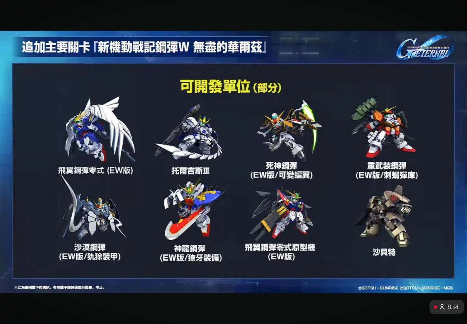 SD鋼彈 G世代 永恆一週年直播