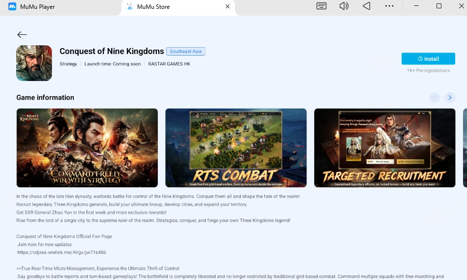 Play Conquest of Nine Kingdoms on PC and Mac