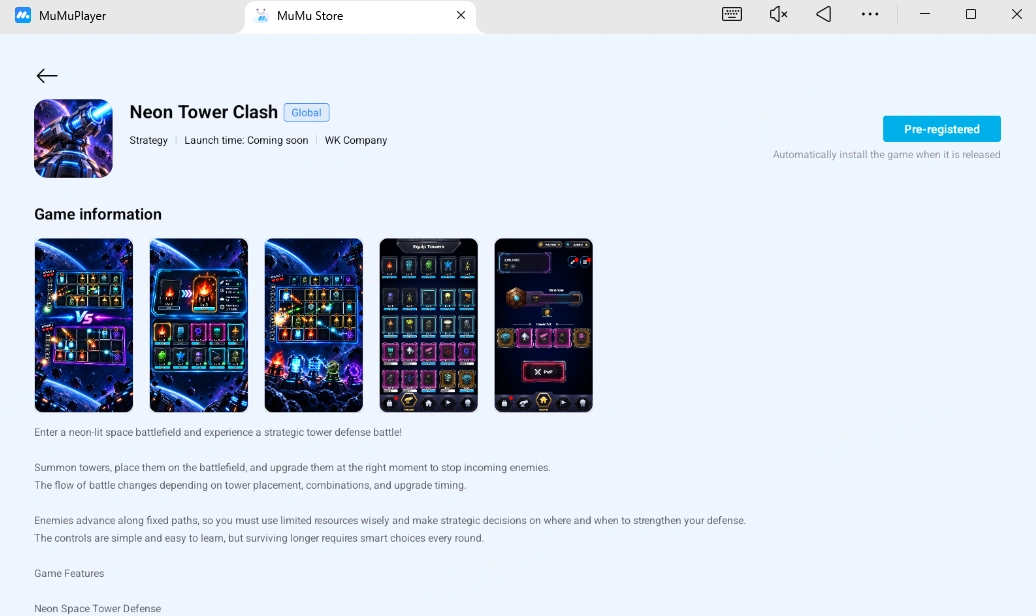 Play Neon Tower Clash on PC